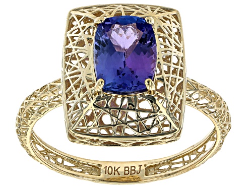 1.14ct Rectangular Cushion Tanzanite 10K Yellow Gold Ring - Size 6