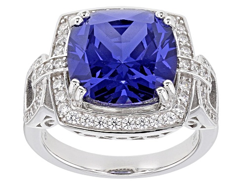 Photo of Bella Luce ® 12.50ctw Tanzanite And White Diamond Simulants Rhodium Over Sterling Silver Ring - Size 8