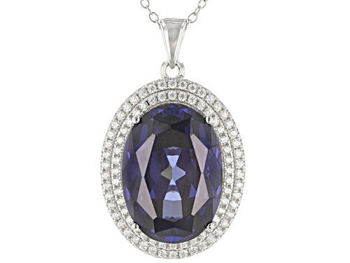 Photo of Bella Luce® 25.88ctw Esotica™ Tanzanite And Diamond Simulants Rhodium Over Silver Pendant With Chain