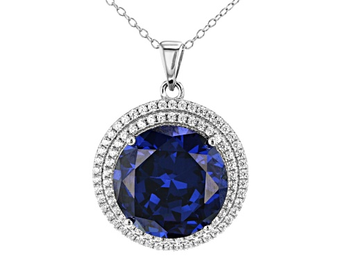 Bella Luce® Esotica™ Tanzanite And Diamond Simulants Rhodium Over Silver Pendant With Chain