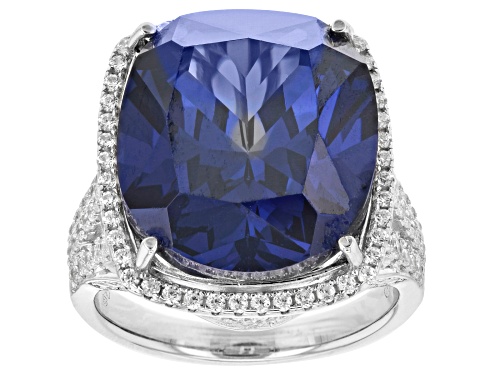 Photo of Bella Luce ® 32.94ctw Esotica™ Tanzanite And White Diamond Simulants Rhodium Over Silver Ring - Size 5