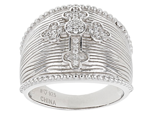 Bella Luce ® 0.17ctw Rhodium Over Sterling Silver Cross Ring - Size 7