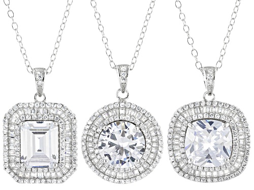 Photo of Bella Luce ® 17.45ctw Rhodium Over Sterling Silver Pendants With Chain- Set of 3