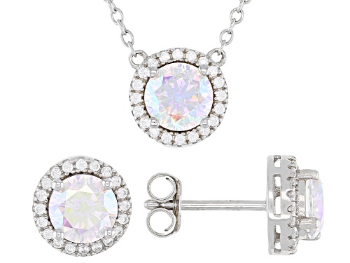 Photo of Bella Luce® Aurora Borealis And White Diamond Simulant Rhodium Over Silver Necklace and Earrings Set