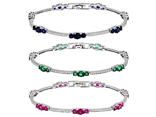 Photo of Bella Luce ®12.39ctw Multicolor Gemstone Simulants Rhodium Over Sterling Silver Bracelets-Set Of 3