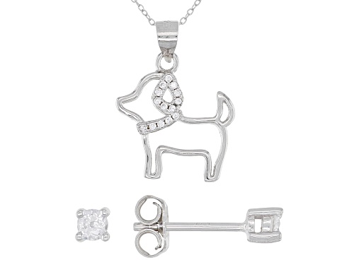 Bella Luce ® 0.50ctw Rhodium Over Sterling Silver Stud Earrings And Dog Pendant With Chain