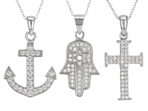 Bella Luce ® 1.86ctw Rhodium Over Silver Hasma, Anchor, And Cross Pendants With Chains- Set of 3