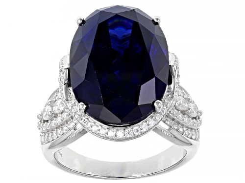 Photo of Bella Luce ® 26.00ctw Esotica ™ Tanzanite And White Diamond Simulants Rhodium Over Sterling Ring - Size 11