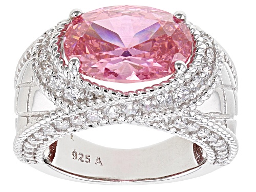 Photo of Bella Luce ® 9.45ctw Pink And White Diamond Simulants Rhodium Over Sterling Silver Ring - Size 7