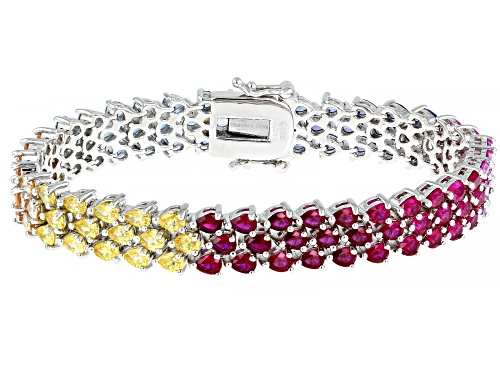 Photo of Bella Luce ® 26.67ctw Esotica ™ Multicolor Gemstone Simulants Rhodium Over Sterling Silver Bracelet - Size 7.25