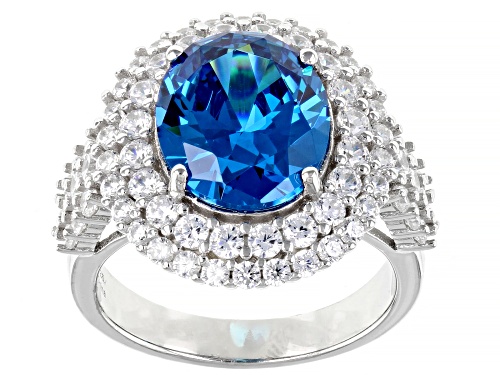 Photo of Bella Luce ® 10.87ctw Esotica ™ Neon Apatite And White Diamond Simulants Rhodium Over Sterling Ring - Size 5
