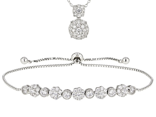 Bella Luce ® 3.16ctw Rhodium Over Sterling Silver Bracelet And Pendant With Chain
