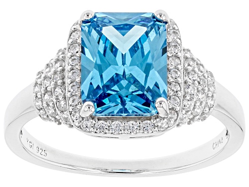Bella Luce ® 5.07ctw Esotica ™ Neon Apatite And White Diamond Simulants Rhodium Over Silver Ring - Size 5