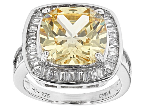 Photo of Bella Luce ® 11.50ctw Canary And White Diamond Simulants Rhodium Over Sterling Silver Ring - Size 7