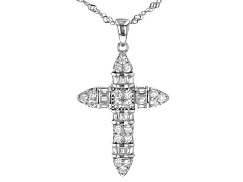 Bella Luce ® 1.05ctw Rhodium Over Sterling Silver Cross Pendant With Chain