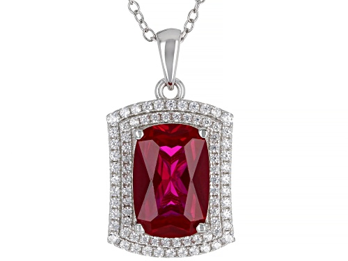Photo of Bella Luce® 5.37ctw Lab Ruby And White Diamond Simulant Rhodium Over Sterling Pendant With Chain