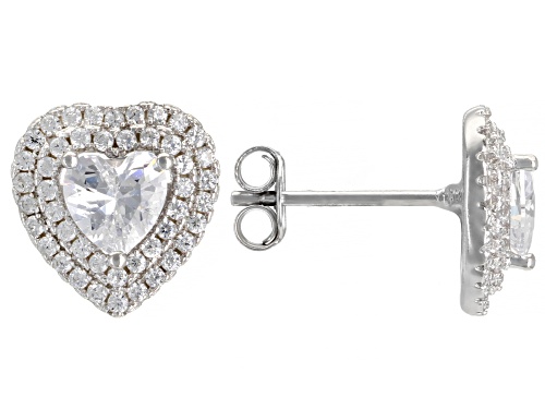 Photo of Bella Luce ® 2.12ctw Rhodium Over Sterling Silver Heart Stud Earrings