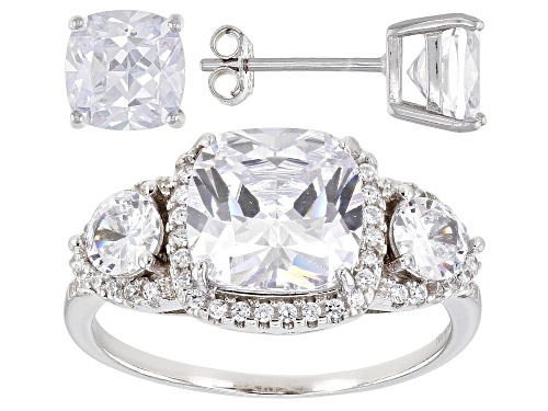 Photo of Bella Luce ® 10.11ctw Rhodium Over Sterling Silver Ring And Earring Set (6.35 DEW)