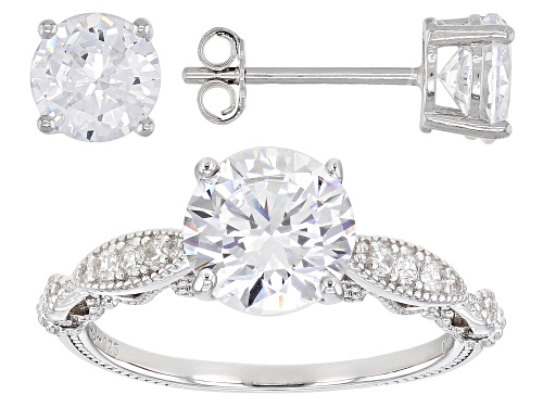 Bella Luce ® 10.99ctw Rhodium Over Sterling Silver Ring With Earring Set