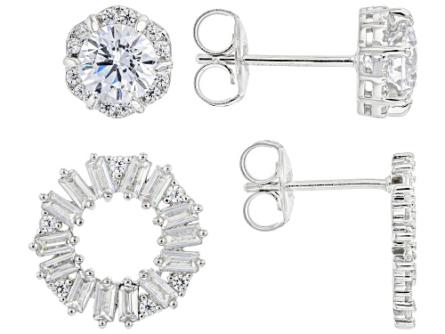 Bella Luce® 4.28ctw White Diamond Simulants Rhodium Over Sterling Earrings Set of 2 (2.59ctw DEW)