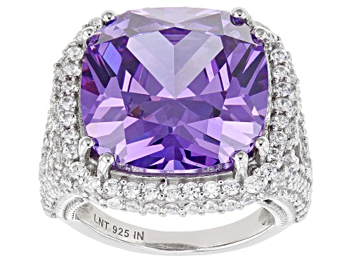 Photo of Bella Luce® 32.22ctw Amethyst & White Diamond Simulants Rhodium Over Silver Ring (15.05ctw DEW) - Size 6