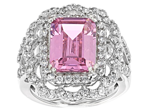 Photo of Bella Luce® 11.81ctw Pink and White Diamond Simulants Rhodium Over Silver Ring (7.15ctw DEW) - Size 12