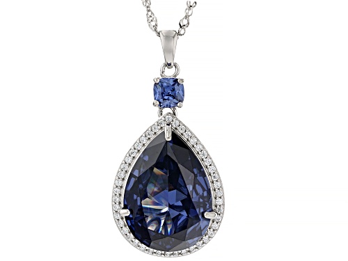 Bella Luce® Esotica™ Tanzanite & White Diamond Simulants Rhodium Over Silver Pendant With Chain