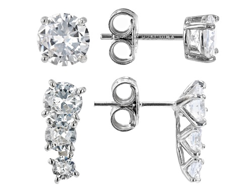 Photo of Bella Luce® 5.05ctw White Diamond Simulants Rhodium Over Silver Earrings Set of 2 (3.32ctw DEW)