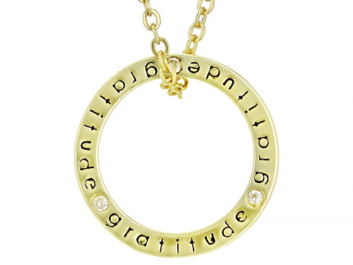 Bella Luce® 0.06ctw White Diamond Simulant Rhodium And Eterno™ Yellow "Gratitude" Pendant With Chain