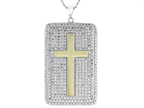 Photo of Bella Luce® 6.01ctw Rhodium Over Silver Dog Tag Pendant With Chain (3.64ctw DEW)