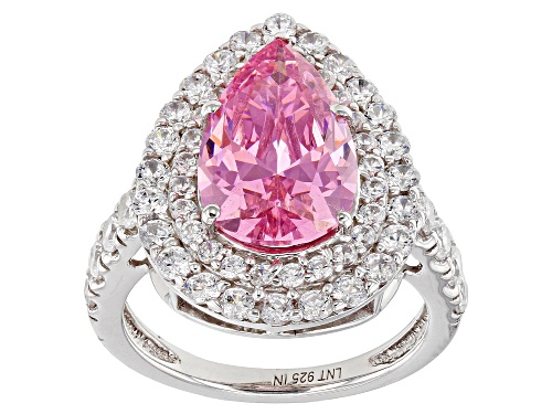 Bella Luce® 9.59ctw Pink And White Diamond Simulants Rhodium Over Sterling Silver Ring (5.81ctw DEW) - Size 6