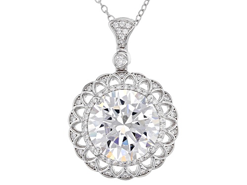 Bella Luce® 10.77ctw White Diamond Simulant Rhodium Over Silver Pendant/Chain (6.53ctw DEW)