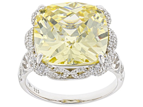 Photo of Bella Luce® 19.65ctw Canary And White Diamond Simulants Rhodium Over Silver Ring (11.90ctw DEW) - Size 5