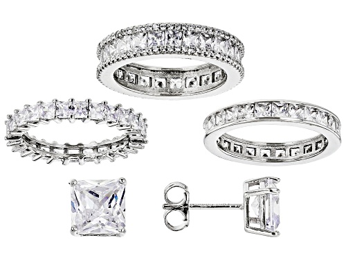 Bella Luce® 16.23ctw White Diamond Simulant Rhodium Over Sterling Silver Ring and Earrings Set