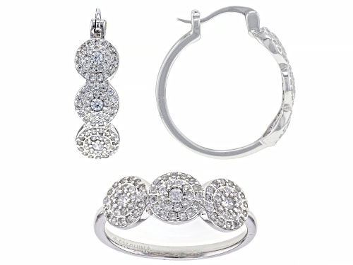 Bella Luce® 1.99ctw White Diamond Simulant Rhodium Over Sterling Silver Earrings and Ring Set