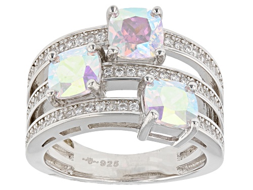 Bella Luce® 4.91ctw Aurora Borealis And White Diamond Simulants Rhodium Over Sterling Silver Ring - Size 7