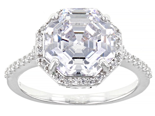 Bella Luce® 7.11ctw White Diamond Simulant Rhodium Over Sterling Silver Octagon Asscher Cut Ring - Size 9