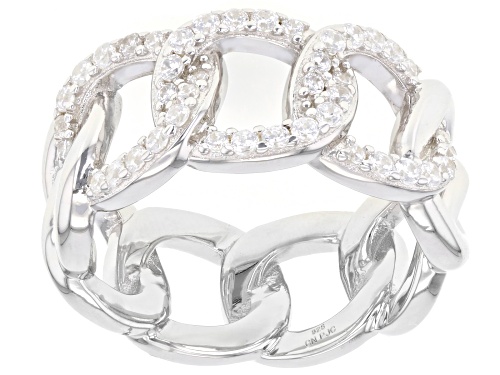 Bella Luce® 0.21ctw White Diamond Simulant Rhodium Over Sterling Silver Chain Link Ring - Size 6