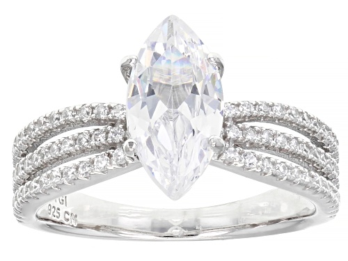 Bella Luce® 3.54ctw White Diamond Simulant Rhodium Over Sterling Silver Ring(2.14ctw DEW) - Size 8