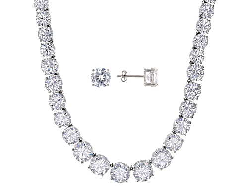 Bella Luce® 80.95ctw White Diamond Simulant Rhodium Over Silver Tennis Necklace Set(49ctw DEW)