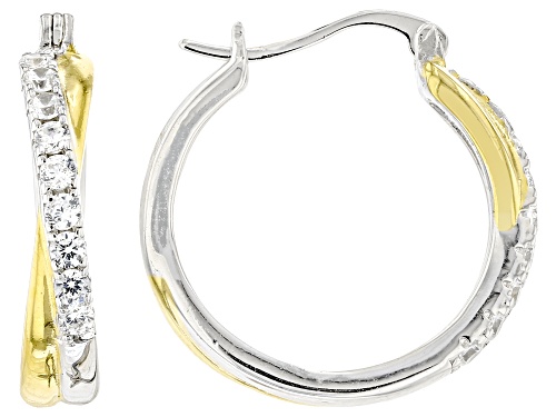 Bella Luce® 1.08ctw Diamond Simulant Rhodium And 18k Yellow Gold Over Silver Hoops(0.65ctw DEW)