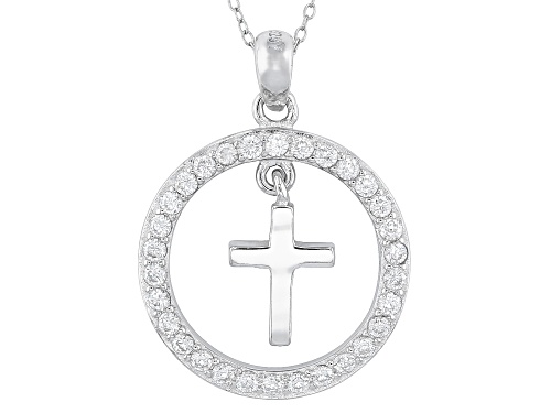 Bella Luce® 0.51ctw White Diamond Simulant Rhodium Over Sterling Silver Cross Pendant(0.31ctw DEW)