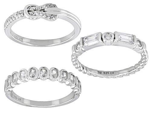 Bella Luce® 3.20ctw White Diamond Simulant Rhodium Over Sterling Silver Ring Set(1.93ctw DEW) - Size 8