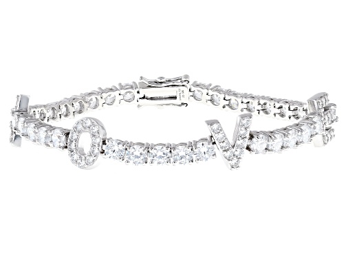 Bella Luce® 12.11ctw White Diamond Simulant Rhodium Over Silver LOVE Tennis Bracelet(7.33ctw DEW) - Size 8