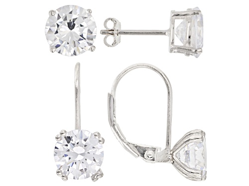 Bella Luce ® 12.84CTW White Diamond Simulant Rhodium Over Sterling Silver Earrings Set Of 2