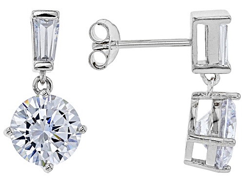 Bella Luce ® 7.38CTW White Diamond Simulant Rhodium Over Sterling Silver Earrings (4.58CTW DEW)