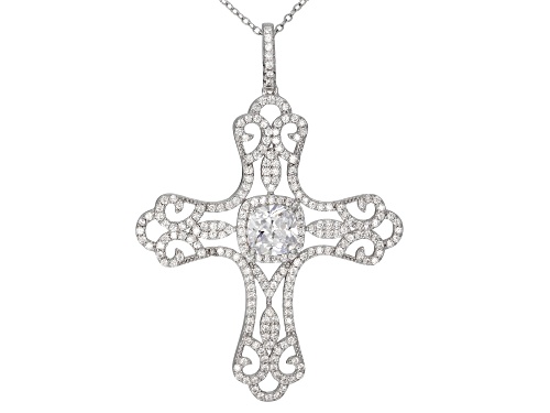 Photo of Bella Luce ® 4.74CTW White Diamond Simulant Rhodium Over Silver Cross Pendant With Chain