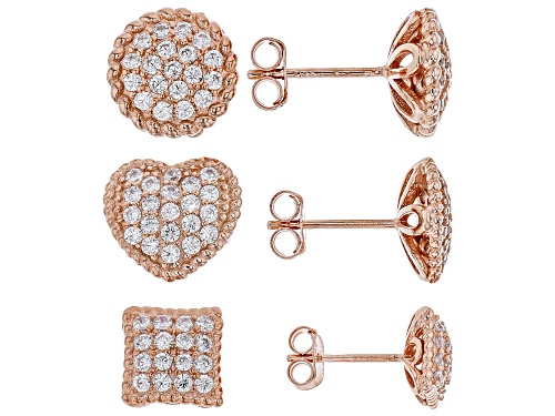 Bella Luce ® 3.00CTW White Diamond Simulant Eterno™ Rose Circle, Heart, and Square Earrings Set Of 3