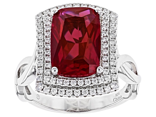 Photo of Bella Luce ® 5.08ctw Ruby And White Diamond Simulants Rhodium Over Sterling Silver Ring - Size 5