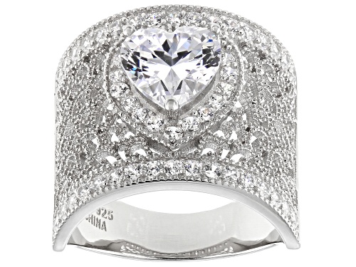 Bella Luce ® 4.10ctw White Diamond Simulant Rhodium Over Sterling Silver Heart Ring - Size 6